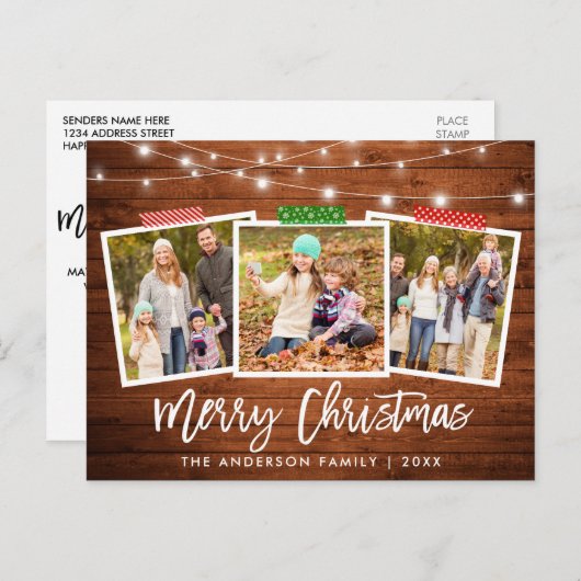 Penseel Script-tapedrukhout met kerstmis Briefkaart (Voorkant / Achterkant)