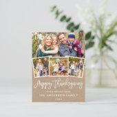 Penseel Script Thanksgiving 4 Foto Kraft Briefkaart (Staand voorkant)