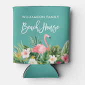 Penseel Script Tropical Floral Family Beach House Blikjeskoeler (Voorkant)