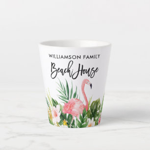 Penseel Script Tropical Floral Family Beach House Latte Mok