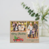 Penseel Script Truck 2 Fotokraft Kerstmis Briefkaart (Staand voorkant)