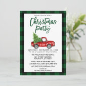 Penseel Script Truck Green Pset Kerstparty Kaart (Staand voorkant)