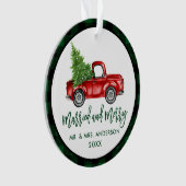 Penseel Script Truck Green Pset Married Merry Ornament (voorkant)