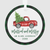Penseel Script Truck Green Pset Married Merry Ornament (achterkant)
