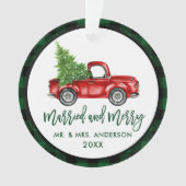 Penseel Script Truck Green Pset Married Merry Ornament (voorkant)