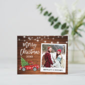 Penseel Script Truck Wood met kerstmis Briefkaart (Staand voorkant)