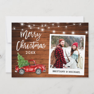 Penseel Script Truck Wood  met kerstmis Feestdagenkaart