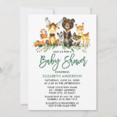 Penseel Script Waterverf Woodland Animals Shower Kaart (Voorkant)