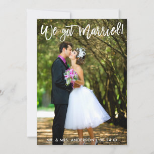 Penseel Script We Got Married Celebration Uitnodig Aankondiging