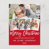 Penseel Script Weddenschap Kerstmis 4 Rood Briefkaart (Voorkant)