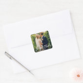 Penseel-Script Weddenschap van foto's en Bedankt M Vierkante Sticker (Envelop)