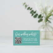 Penseel Script Weddenschap Website QR Blauwgroen F Informatiekaartje (Staand voorkant)