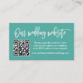 Penseel Script Weddenschap Website QR Blauwgroen F Informatiekaartje (Voorkant)