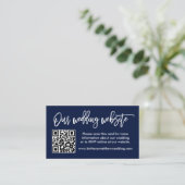 Penseel Script Weddenschap Website QR Foto Blauw Informatiekaartje (Staand voorkant)