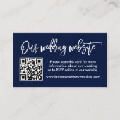Penseel Script Weddenschap Website QR Foto Blauw Informatiekaartje (Voorkant)