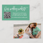 Penseel Script Weddenschap Website QR Foto Mint Gr Informatiekaartje (Voorkant / Achterkant)