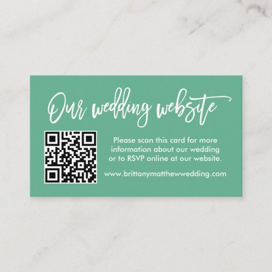 Penseel Script Weddenschap Website QR Foto Mint Gr Informatiekaartje (Voorkant)