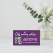 Penseel Script Weddenschap Website QR Foto Paars Informatiekaartje (Staand voorkant)