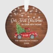 Penseel Script Wood 1st Kerstmis Thuisvrachtlichte Ornament (voorkant)