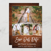 Penseel Script Wood 4 Foto opslaan Kaart Datum (Voorkant / Achterkant)