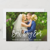 Penseel Script Wood Beste dag van het huwelijk Kaart (Voorkant)
