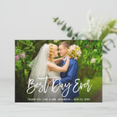 Penseel Script Wood Beste dag van het huwelijk Kaart (Staand voorkant)