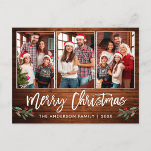 Penseel Script Wood Greenery 3 Kerstmis foto Briefkaart