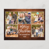 Penseel Script Wood kerstfamilie 5 Foto Briefkaart (Voorkant)