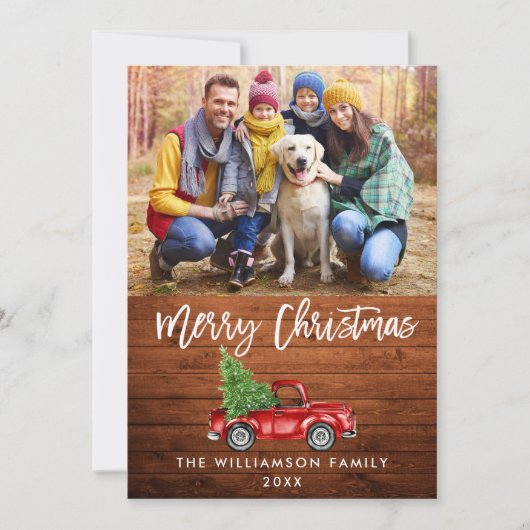 Penseel Script Wood Vrachtkerstkaart Feestdagenkaart (Voorkant)