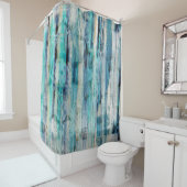 Penseel Slag Abstract Mandala Turquoise Blue Douchegordijn (In situ)