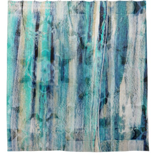 Penseel Slag Abstract Mandala Turquoise Blue Douchegordijn (Voorkant)