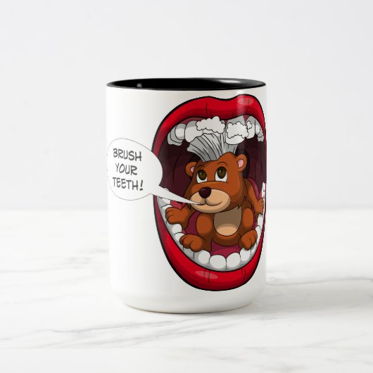 Penseel uw tanden tweekleurige koffiemok (Center)