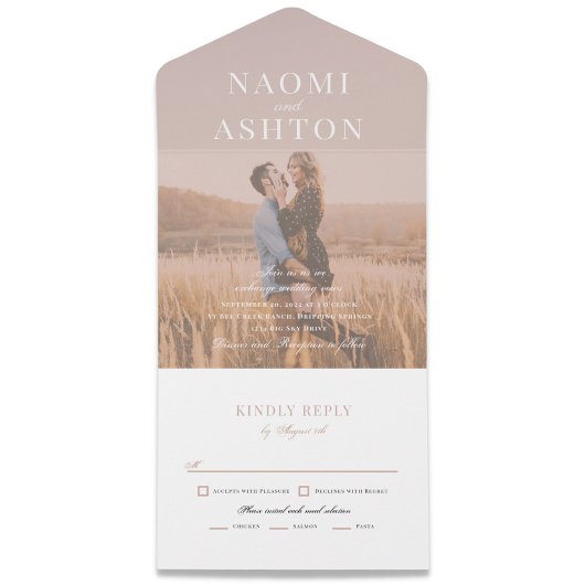 Penseelbedekte bruiloft all in one uitnodiging