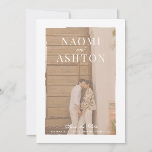 Penseelbedekte bruiloft save the date (Voorkant)