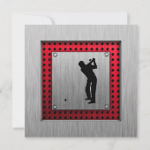 Penseelde aluminium look Golfer Kaart (Achterkant)