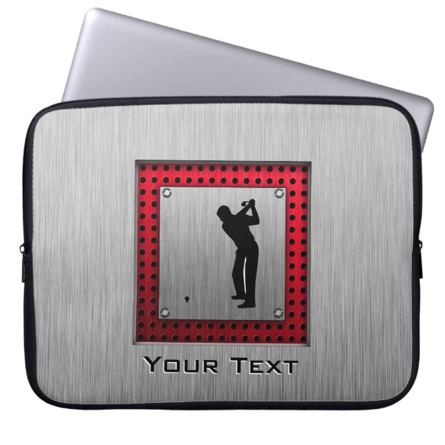 Penseelde aluminium look Golfer Laptop Sleeve (Voorkant)