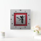 Penseelde aluminium look Golfer Vierkante Klok (Huis)