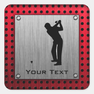 Penseelde aluminium look Golfer Vierkante Sticker