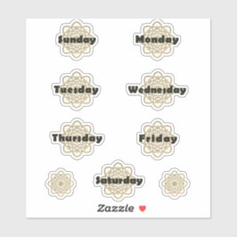 Penseelde gouden mandalasdagen van de Week Vet Let Sticker