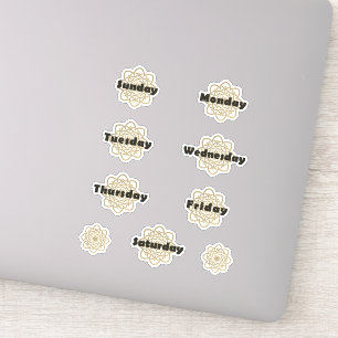 Penseelde gouden mandalasdagen van de Week Vet Let Sticker