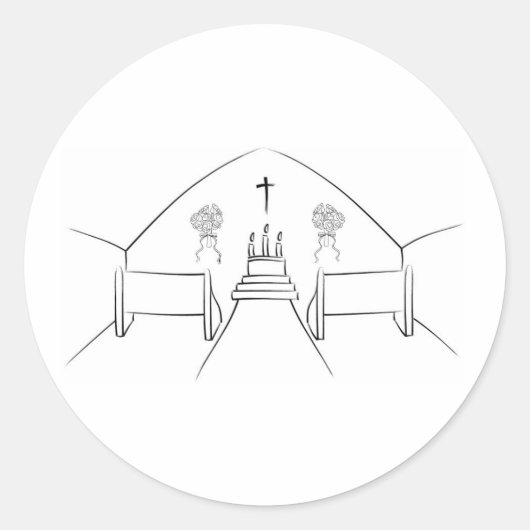 Penseelkerk Aisle Ronde Sticker (Voorkant)