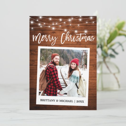 Penseelkerstmis met direct camerahout in penseelsc feestdagenkaart (Staand voorkant)