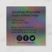 Penseelmetaal Iridescent Holographic Script Name S Vierkante Visitekaartje (Achterkant)