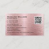 Penseelmetalen Roos Gold Quill QR Mobile Noteerbaa Visitekaartje (Achterkant)