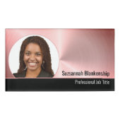 Penseelroze metaal Aangepaste foto Professional Naambadge (Voorkant)