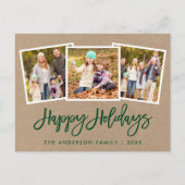 Penseelscript 3 Fotoserie Holiday Kraft Briefkaart (Voorkant)