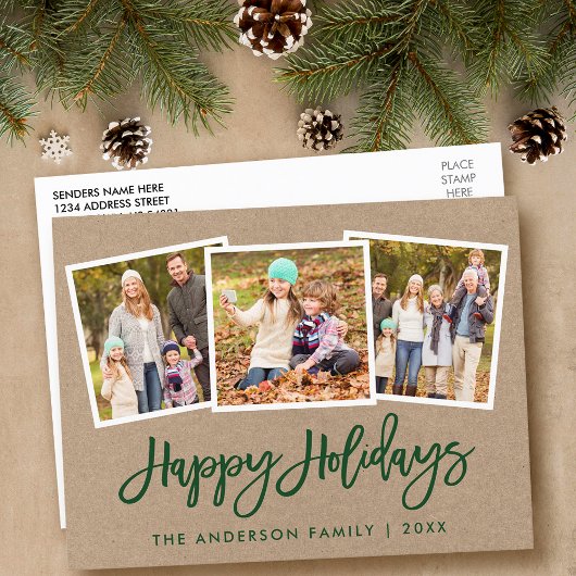 Penseelscript 3 Fotoserie Holiday Kraft Briefkaart