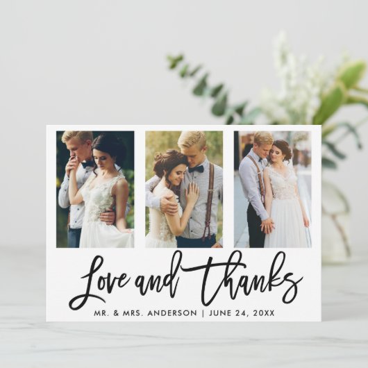 Penseelscript 3 Fotoweddenschappen en Bedankt (Staand voorkant)