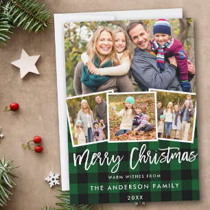 Penseelscript 4 Fotokerstgroen geplakt Feestdagenkaart