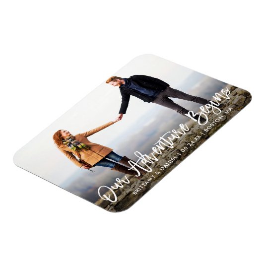 Penseelscript Avontuur Sla de datumfoto op Magneet (Linkerzijde)